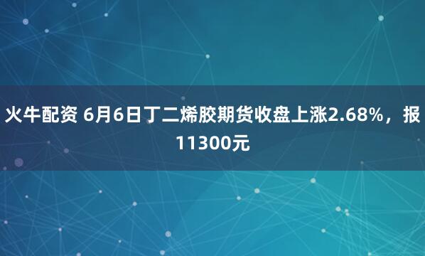 火牛配资 6月6日丁二烯胶期货收盘上涨2.68%，报11300元